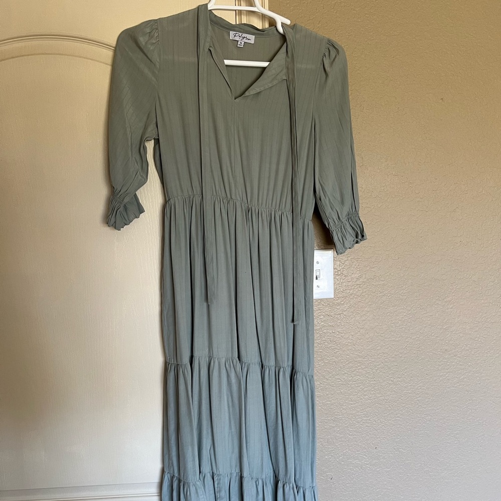 Sage green tiered dress